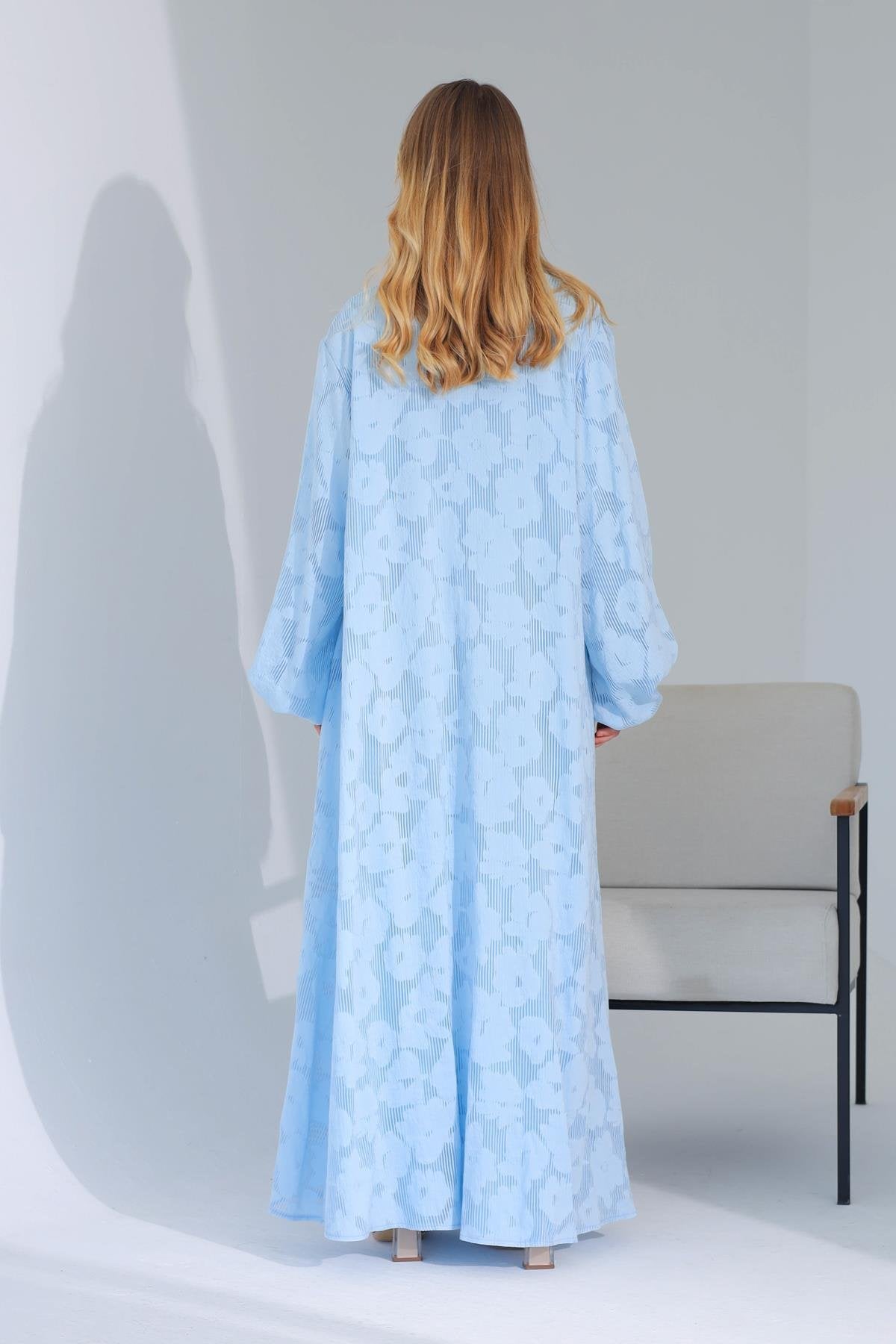 YAKMA KETEN MAVİ ABAYA