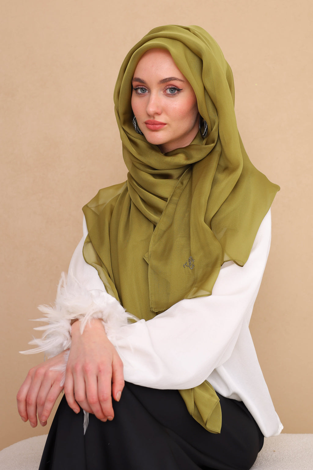 YAĞ YEŞİLİ SAF İPEK ŞAL