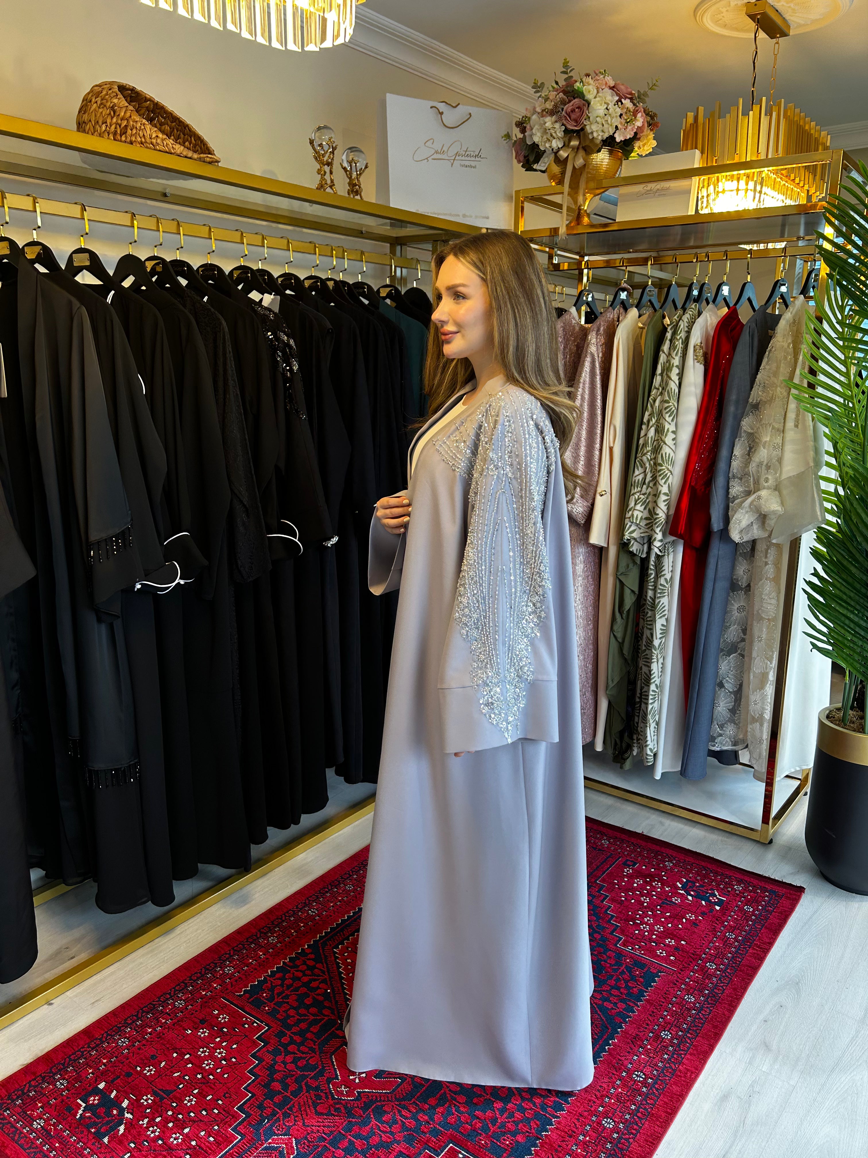 Raven Abaya Set (Gri)