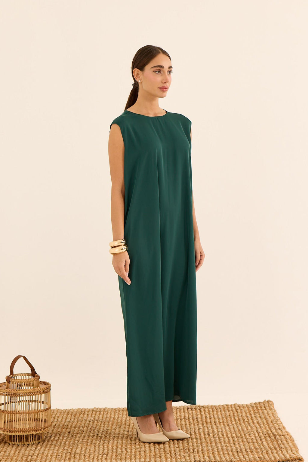 YEŞİL DUBAİ İPEĞİ İÇ ELBİSE