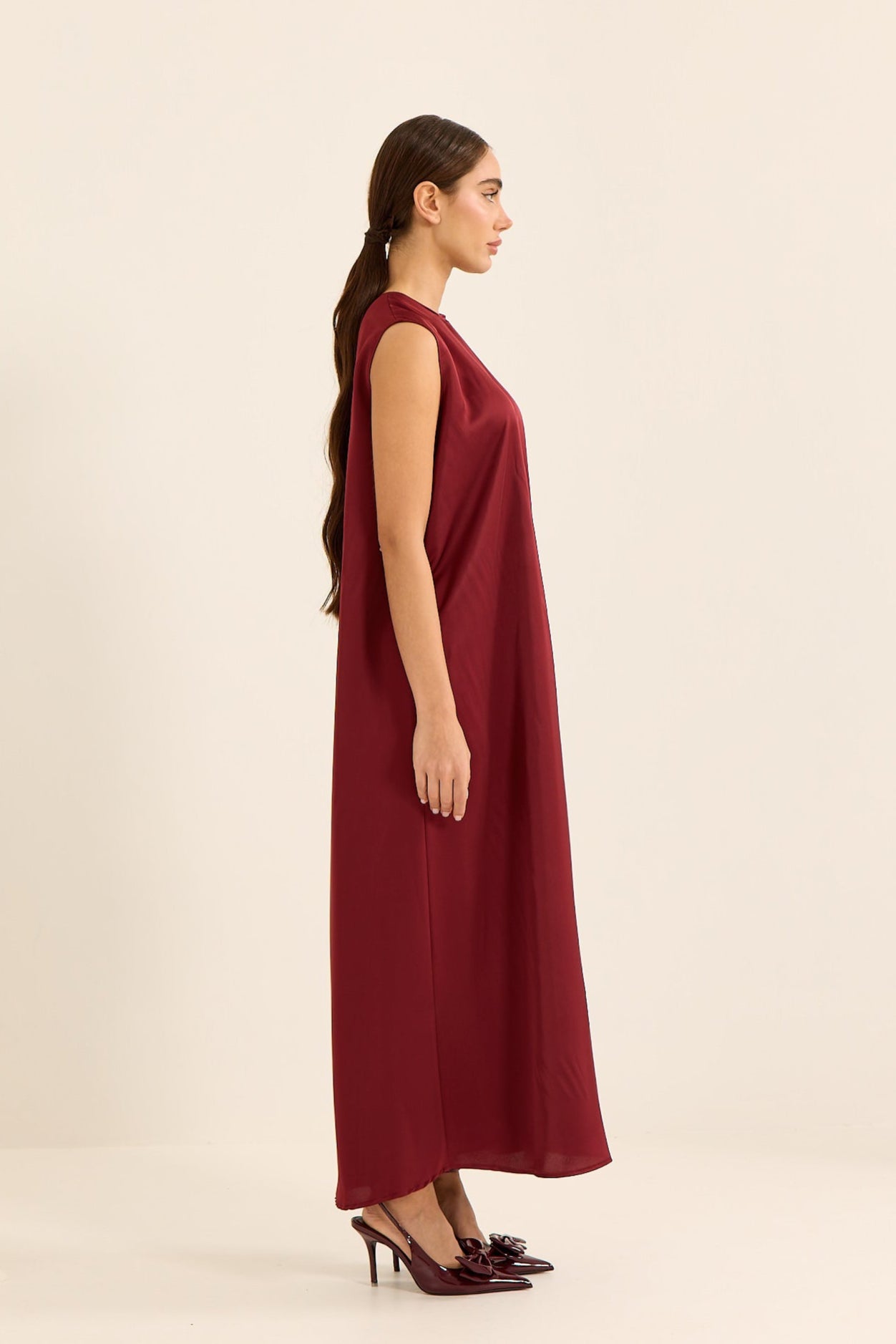 KIRMIZI DUBAİ İPEĞİ İÇ ELBİSE