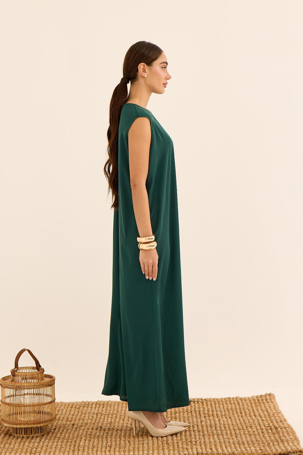 YEŞİL DUBAİ İPEĞİ İÇ ELBİSE