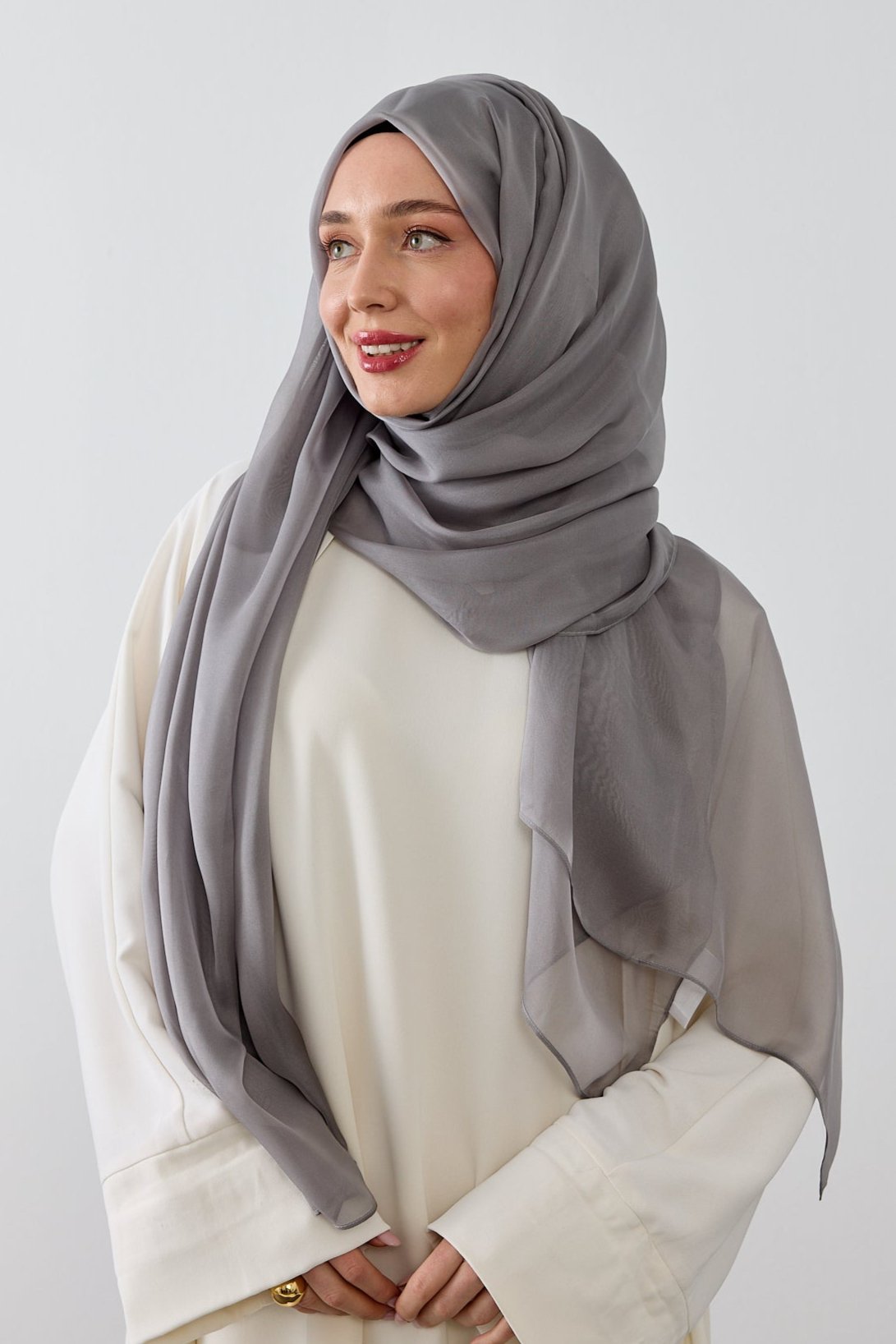 GRİ SAF İPEK ŞAL