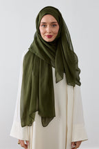 Haki saf ipek şal