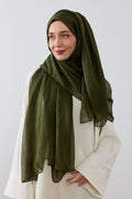 Haki saf ipek şal