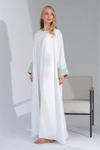 Beyaz Brokar Abaya Takım
