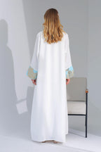 Beyaz Brokar Abaya Takım