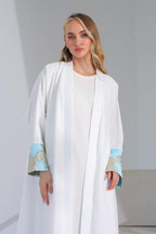 Beyaz Brokar Abaya Takım