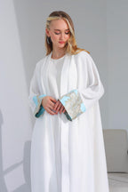 Beyaz Brokar Abaya Takım