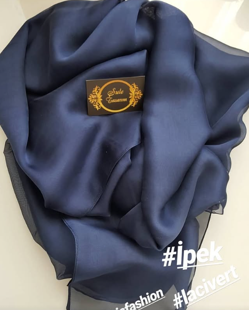 Lacivert İpek Şal