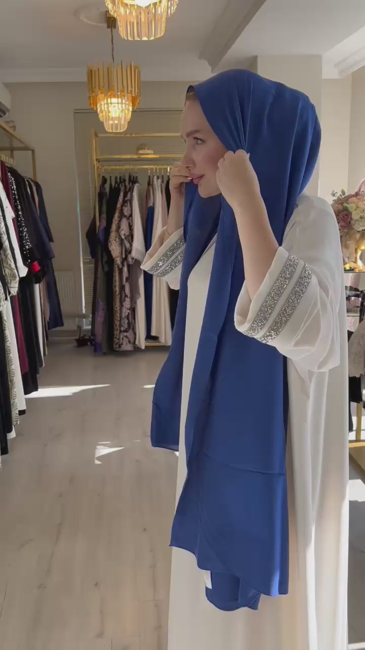 Mongol İpek Şal Lacivert