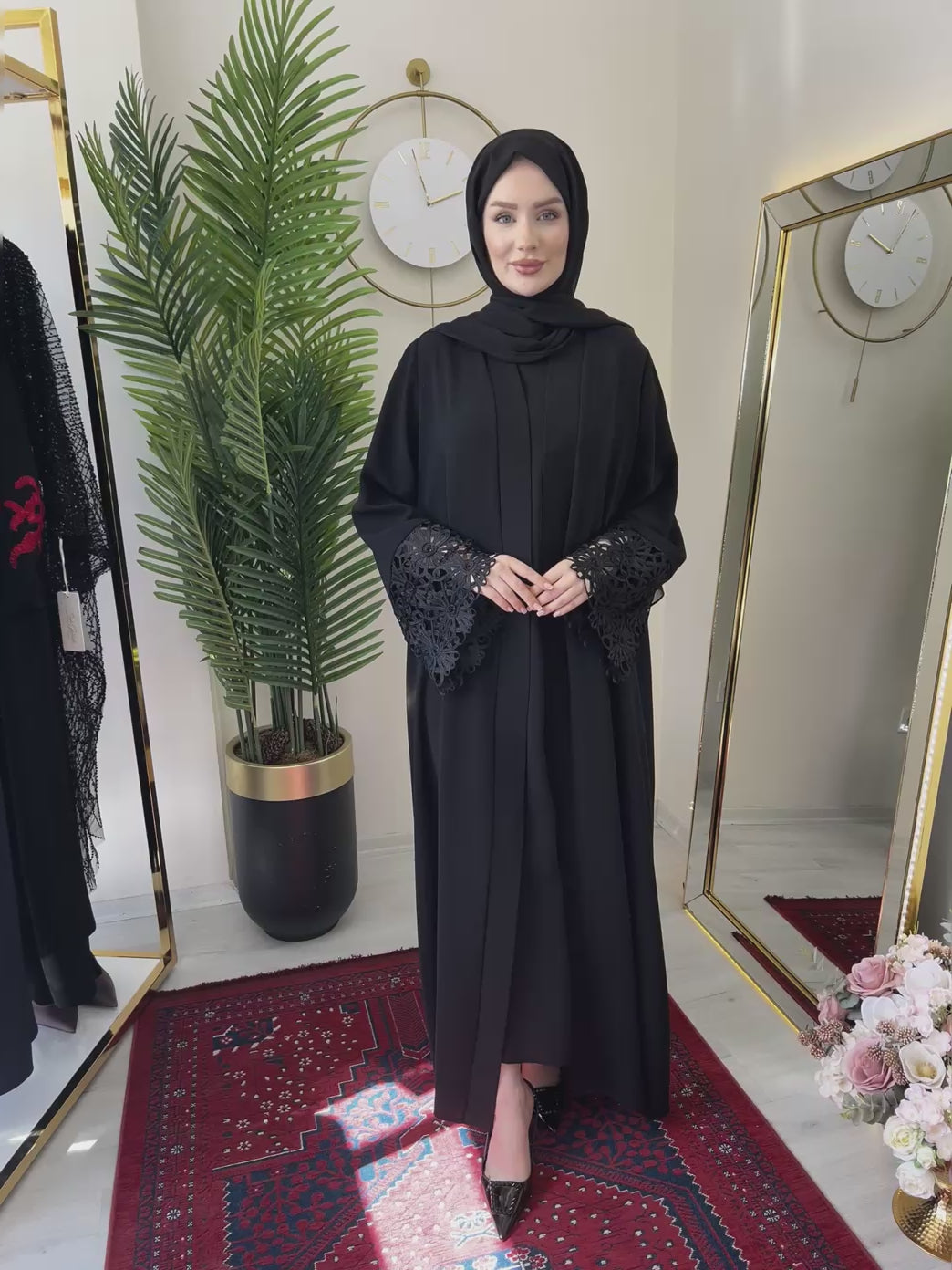AHUREVAN ABAYA SET (BLACK)
