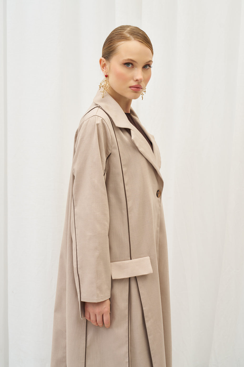 BİYELİ KETEN ABAYA