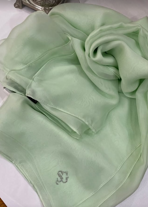 Su Yeşili Saf İpek Şal